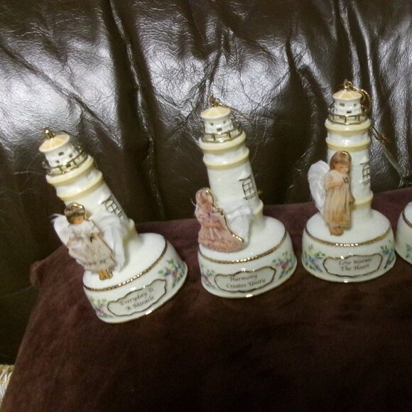 Vintage Heirloom Porcelain Bradford Edition Lighthouse Ornaments - Picture 2 of 15